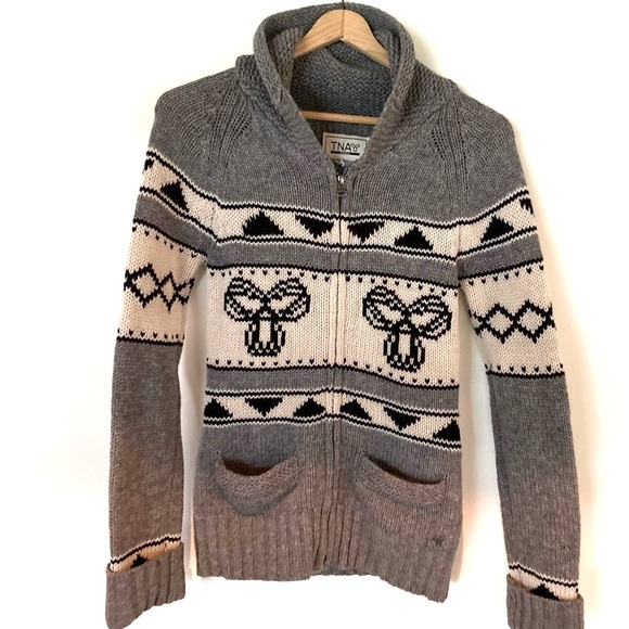 TNA sweater - zip up Lambswool - small - Picture 1 of 6
